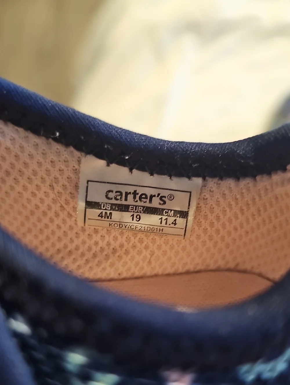 Carter's Navy Slip-On Sneakers Pink Girl Toddler Size 4 Multicolor Leopard Spots