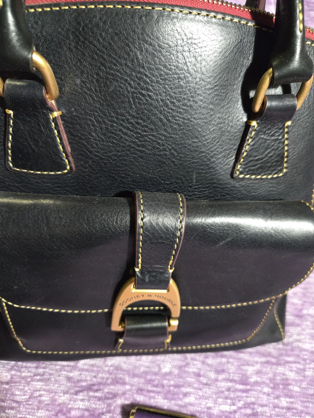 Dooney & Bourke FLORENTINE NAVY💙 Leather Naomi Satchel with Gold Hardware. EUC