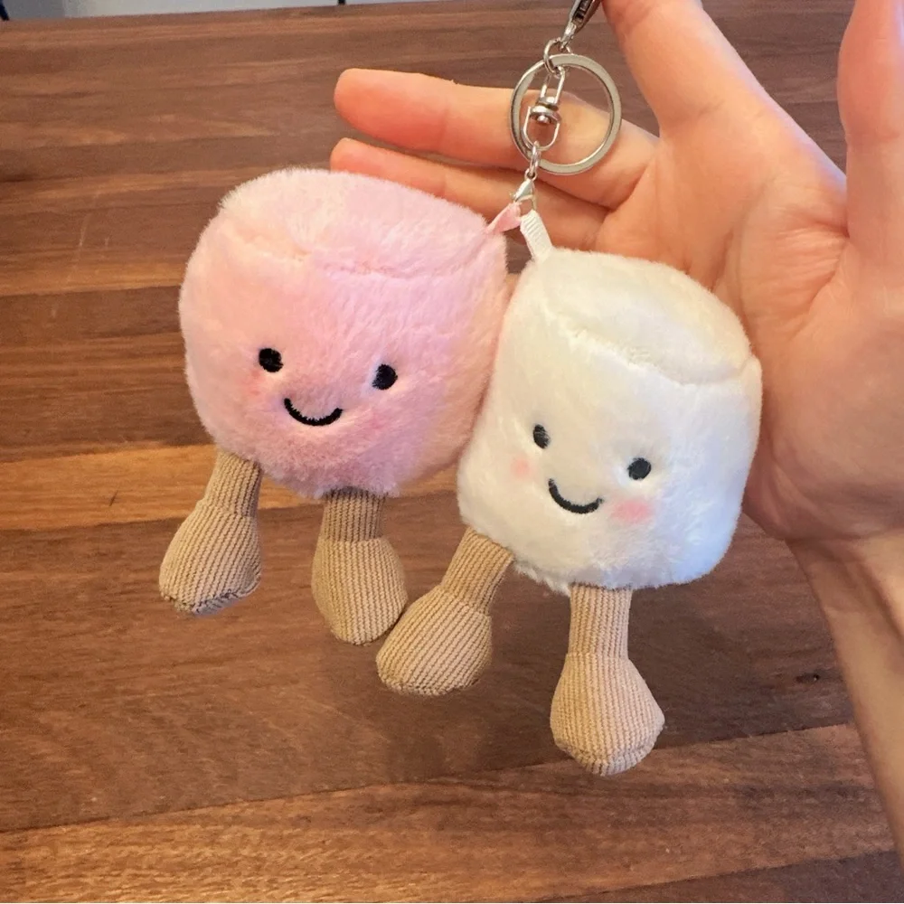 Pair of Marshmallows Plush Keychain Cute Kawaii Bag Charm Gift New