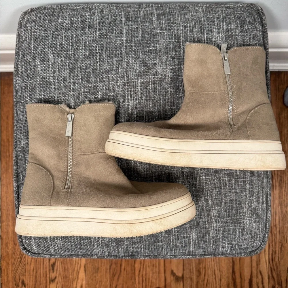 J/Slides Tristan faux fur-lined waterproof suede sneaker boot, Size 7.5