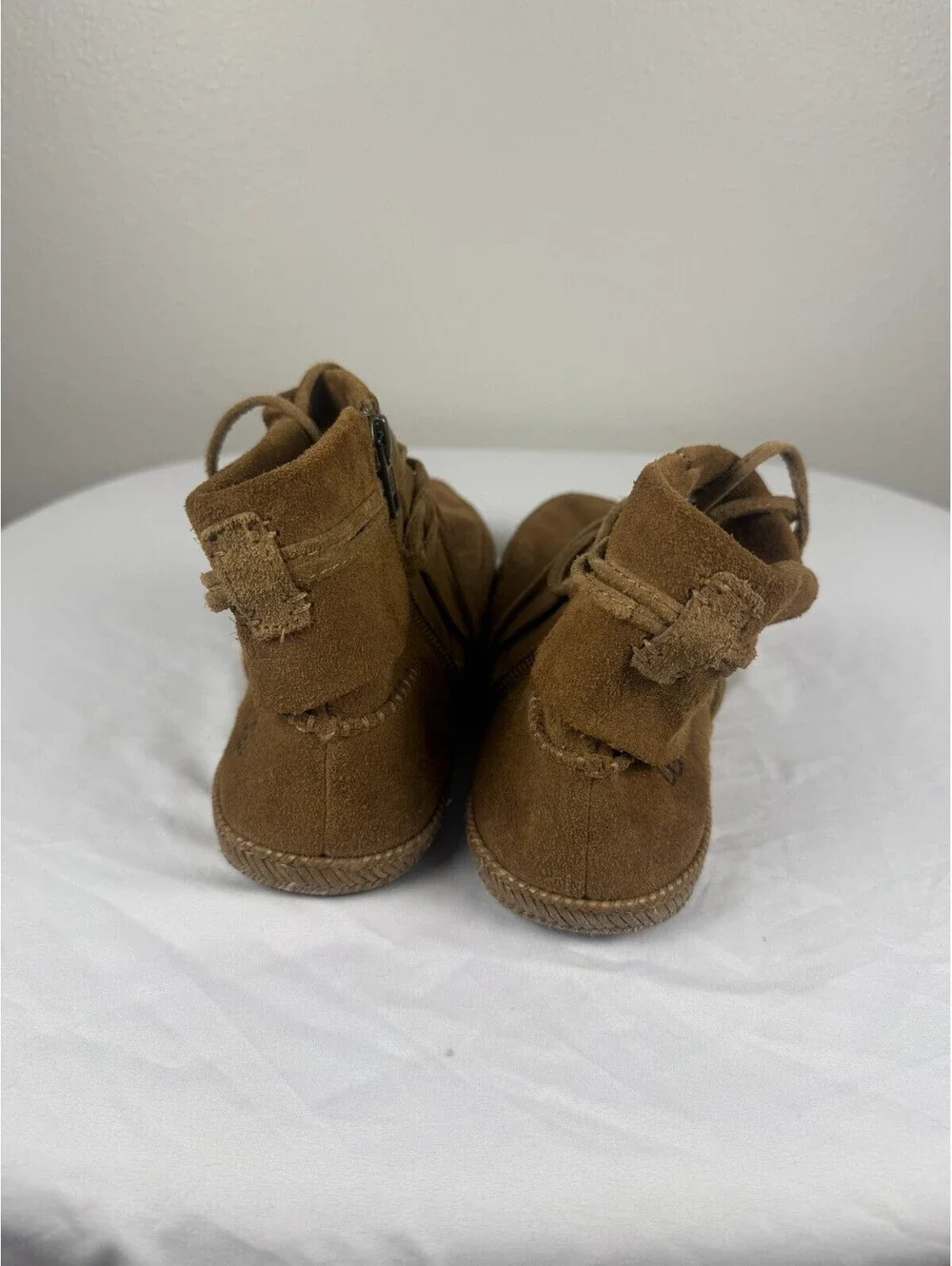 UGG Reid 1019129 Womens 8 Chestnut Suede Ankle Boots Wrap Lace Moccasin Zip