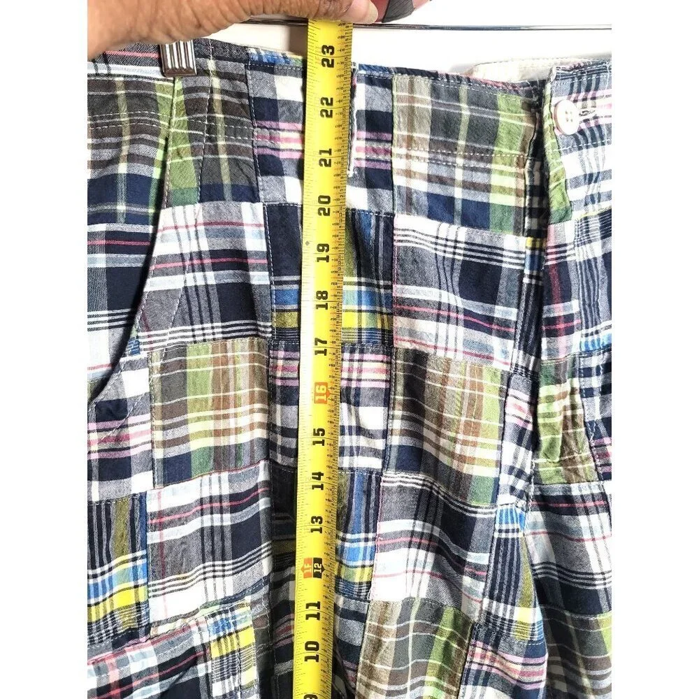 Old Navy Patchwork Madras Cargo Shorts Mens 34Multicolor Plaid Preppy Y2k 90s‎