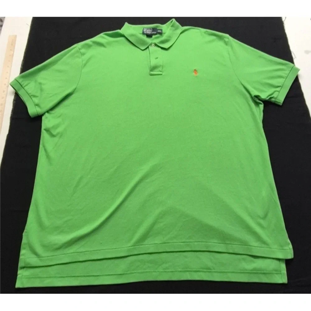 Polo Ralph Lauren men's‎ bright green polo shirt XXL orange  pony logo Cotton