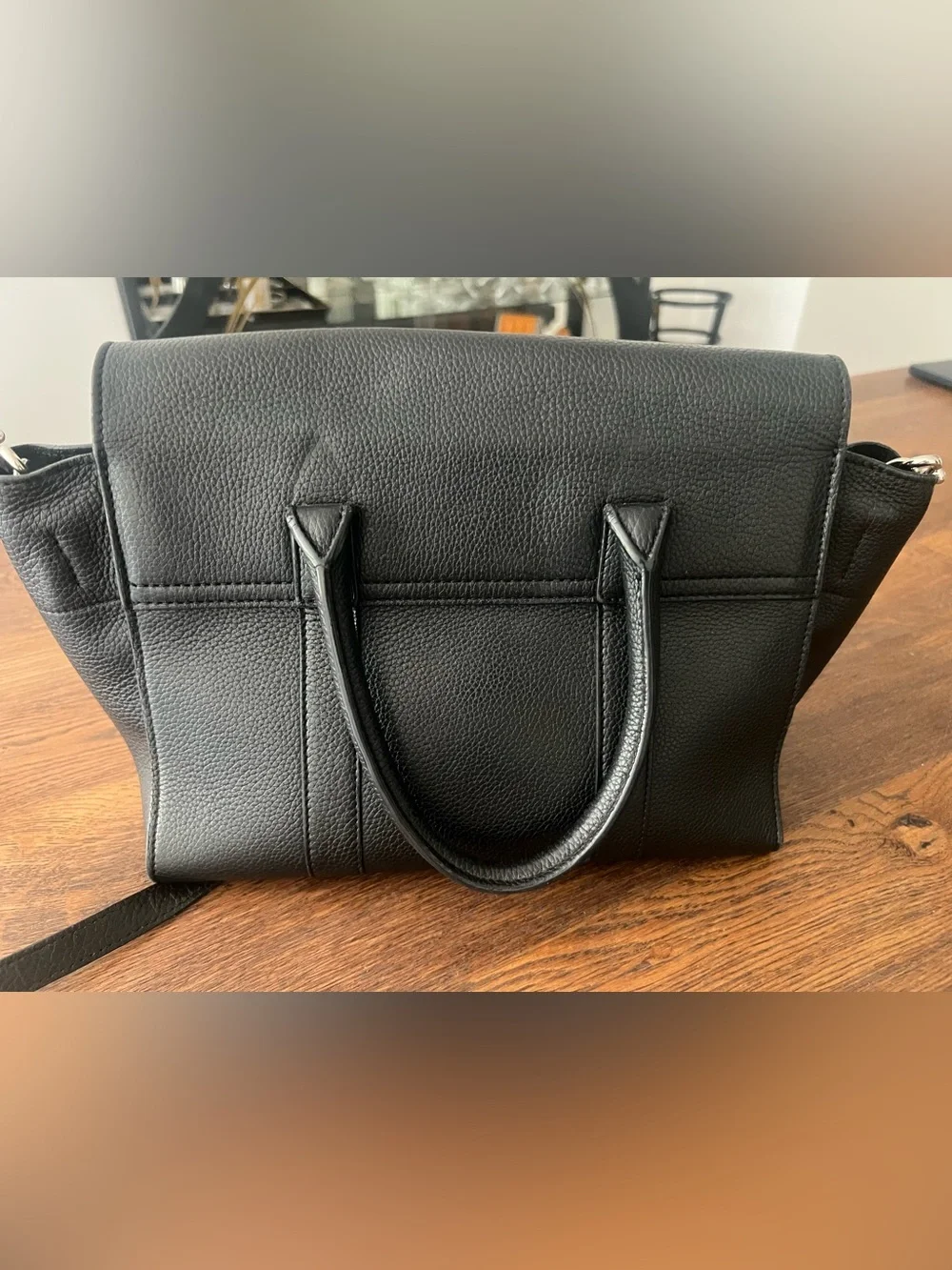 Mulberry Small Bayswater Black Grain Leather Silver Hardware