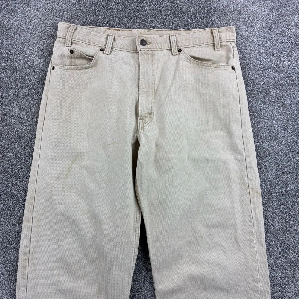 Vintage Levi's 550 Jeans Mens 36x30 Beige Cotton Relaxed Orange Tab USA Made
