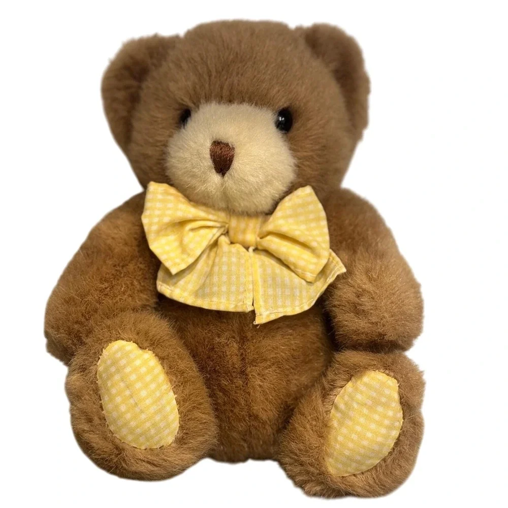 Carter's Prestige Teddy Bear Yellow Gingham‎ Rattle 1990s Vintage
