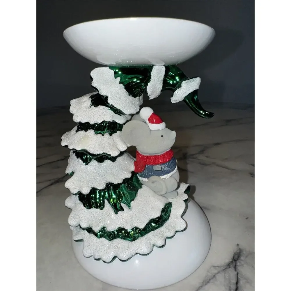 NEW Bath And Body Works Christmas TREE MOUSE Single‎ Wick Candle Pedestal Holder