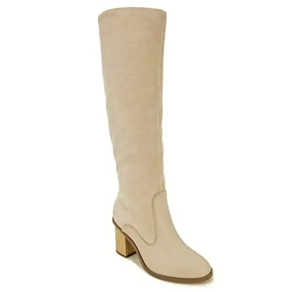 Splendid Women's Meadow Knee High Boots In Tapioca Suede Size 7.5 (MSRP $225)