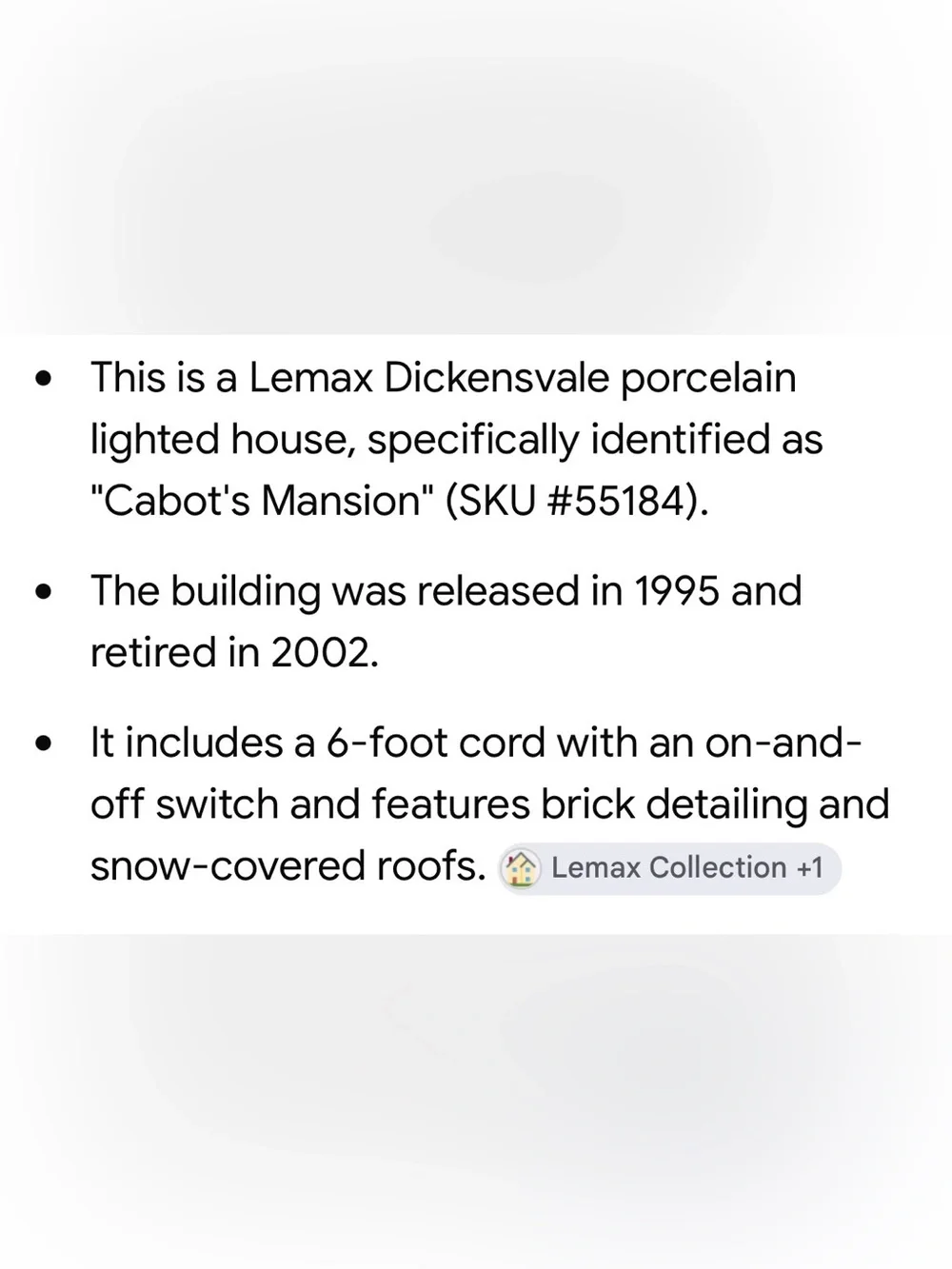 Lemax porcelain lighted