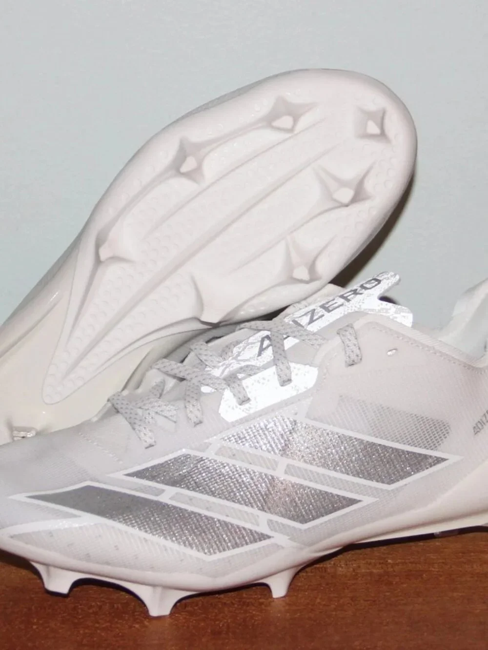 Adidas Adizero Electric Football Cleats White Silver Chrome Men’s Size 10 IE6286