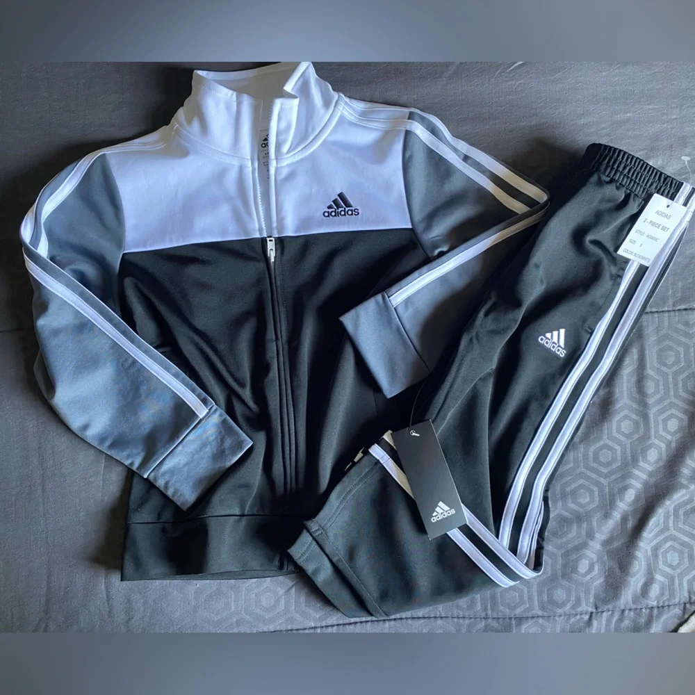 Adidas boys Black and Gray Tracksuit