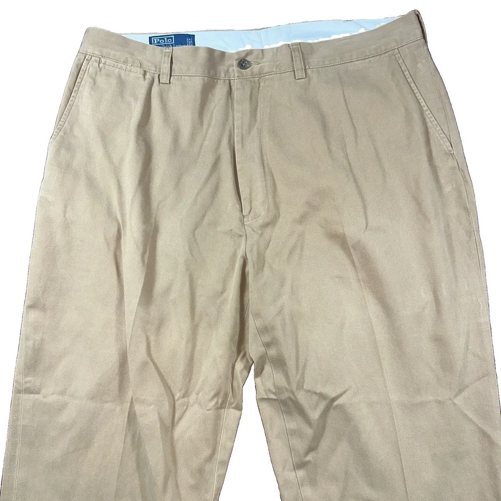 VTG Polo Ralph Lauren Pants Mens Fit 39x30 Khaki Tan Cotton Chino Straight