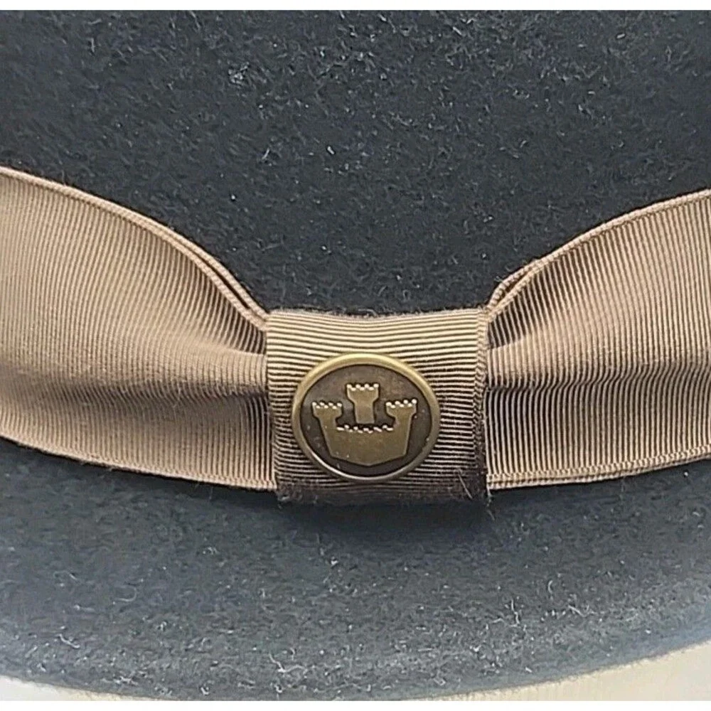Goorin Bros Fedora Hat 100% Wool Black Brown Ribbon Band Men Sz Large USA Made