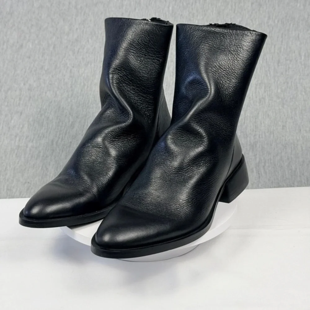 Steve Madden Nexie Slouch Bootie‎ Black Leather Pointed Toe Ankle Boots Size 8