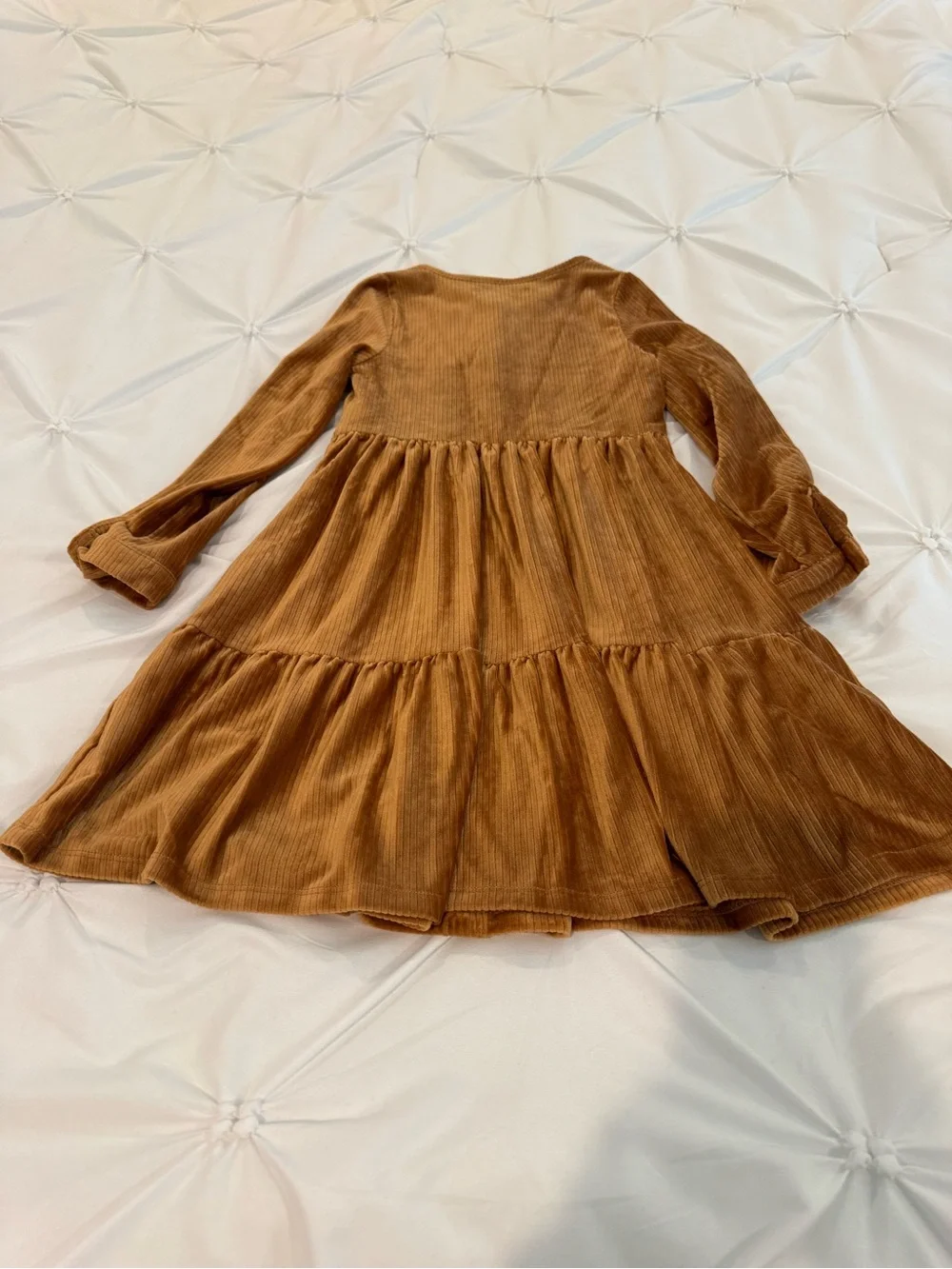 Kids 6T Biscotti Collezioni Brown Corduroy Tiered Button-Front Dress Kids Size 6