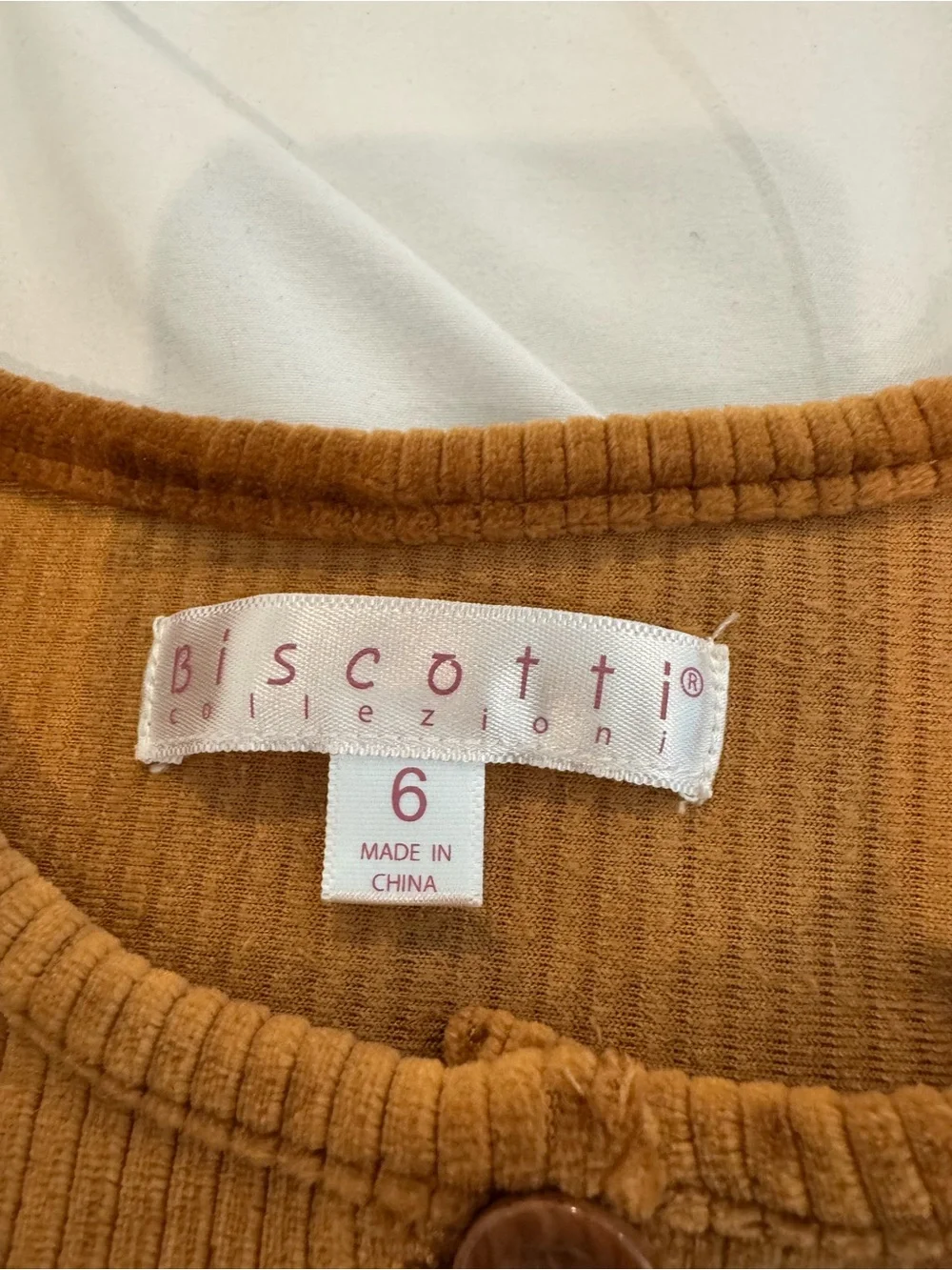 Kids 6T Biscotti Collezioni Brown Corduroy Tiered Button-Front Dress Kids Size 6