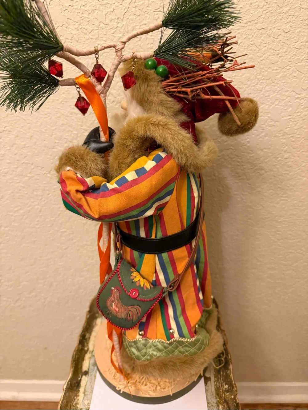 Vintage 1990s Neiman Marcus 24 Inch Santa Figure Chicken Basket Eggs Christmas
