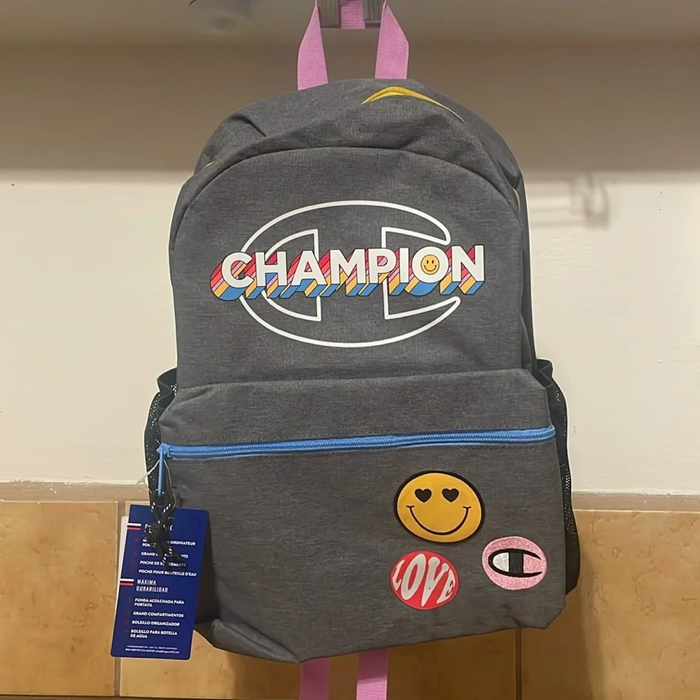 ❤️ Champion Youth Backpack One Size Grey/Multi - CHY1017HB-095 (NWT)