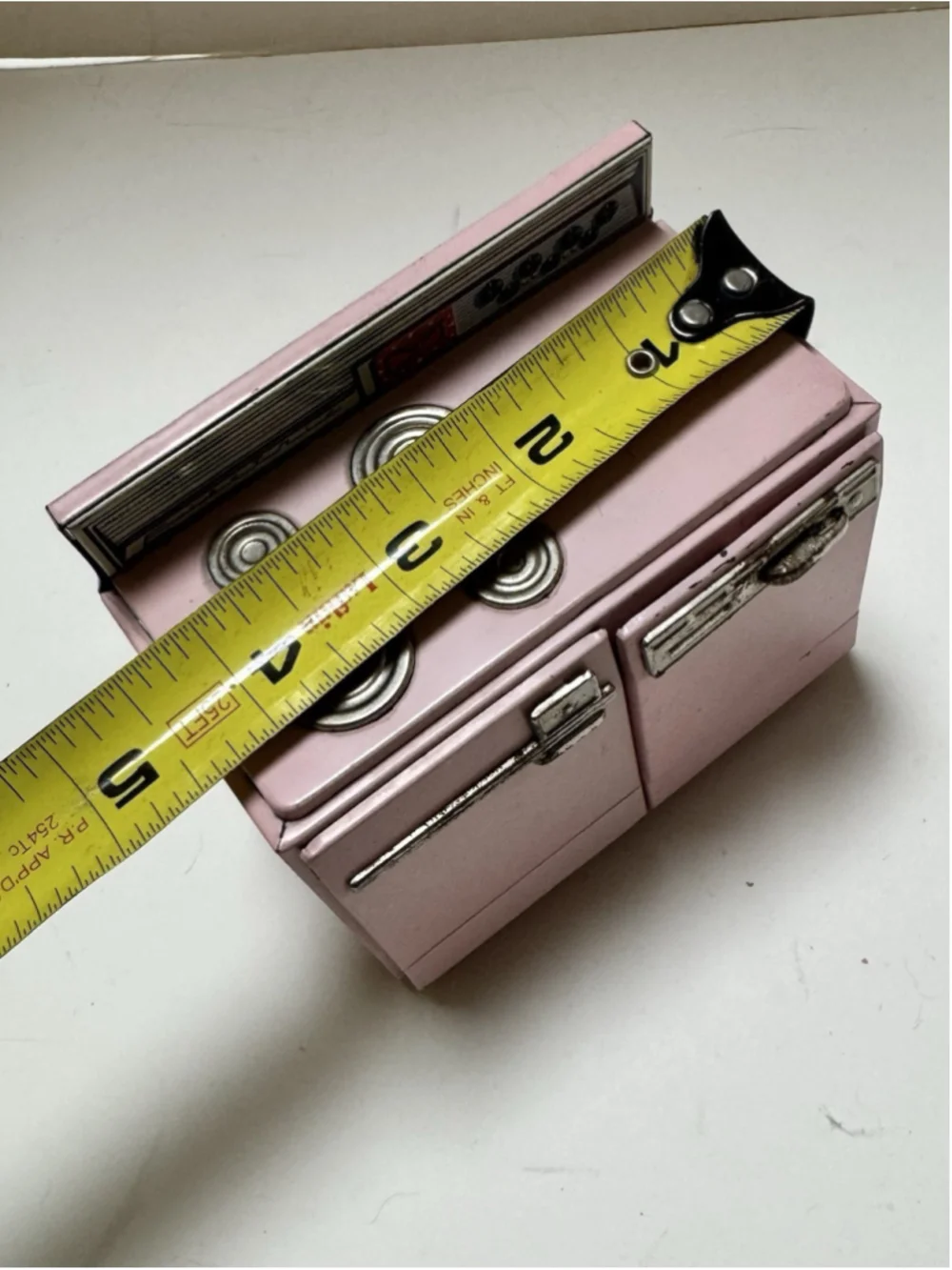 Vintage 1950s Japan Pink Metal Or Tin Doll Stove Oven MCM