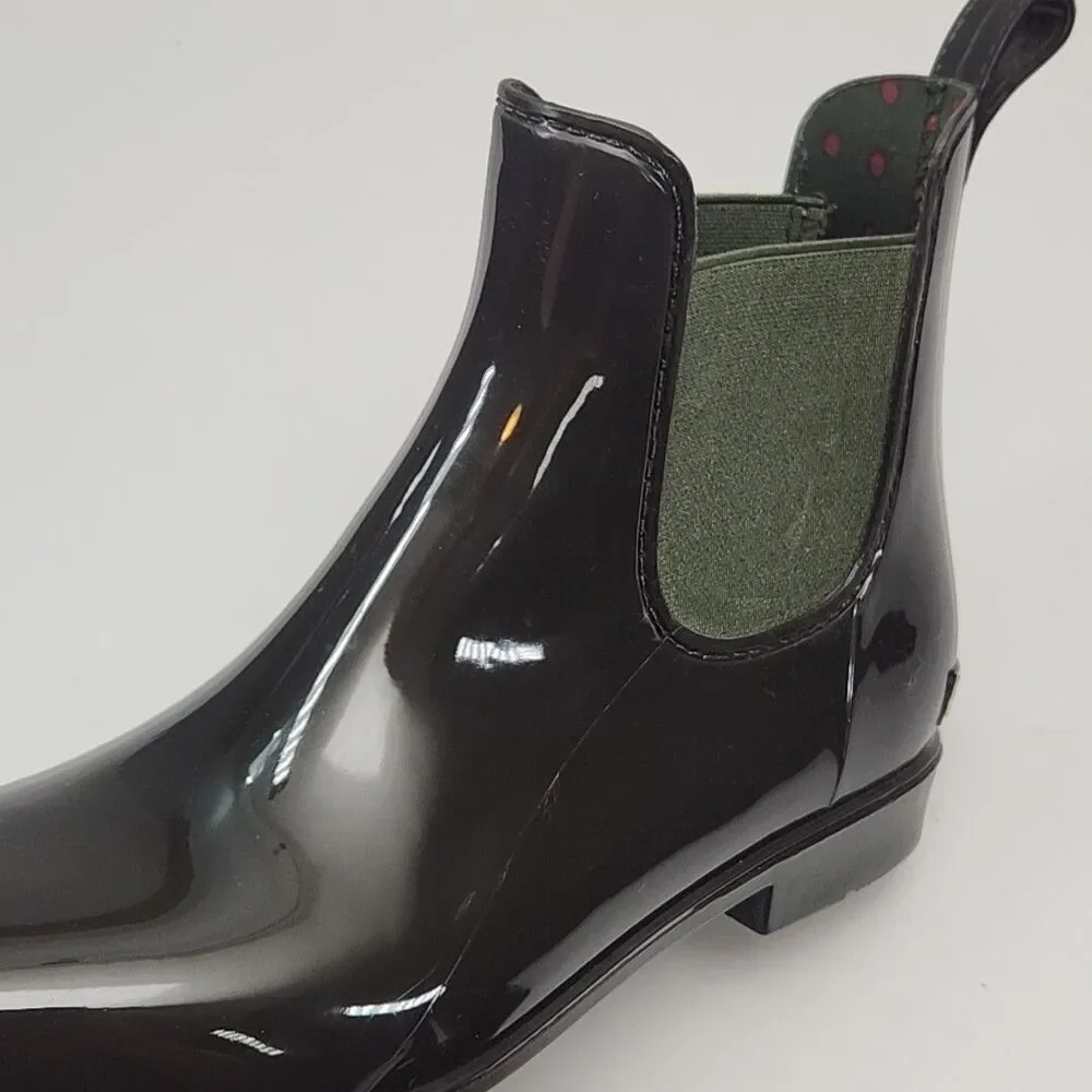 Ralph Lauren Rubber Boot Tally-Bo-Rai Rain Ankle Women Sz 11 Brown Green Shoe