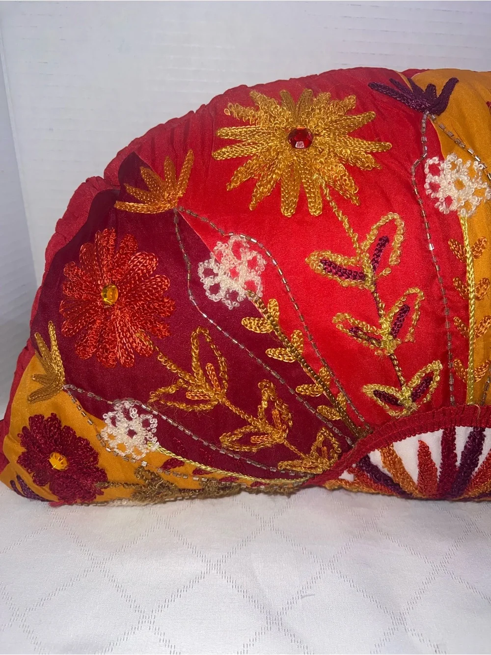 🔥🔥🔥Pier 1 Embroidered Decorative Half Moon Pillow