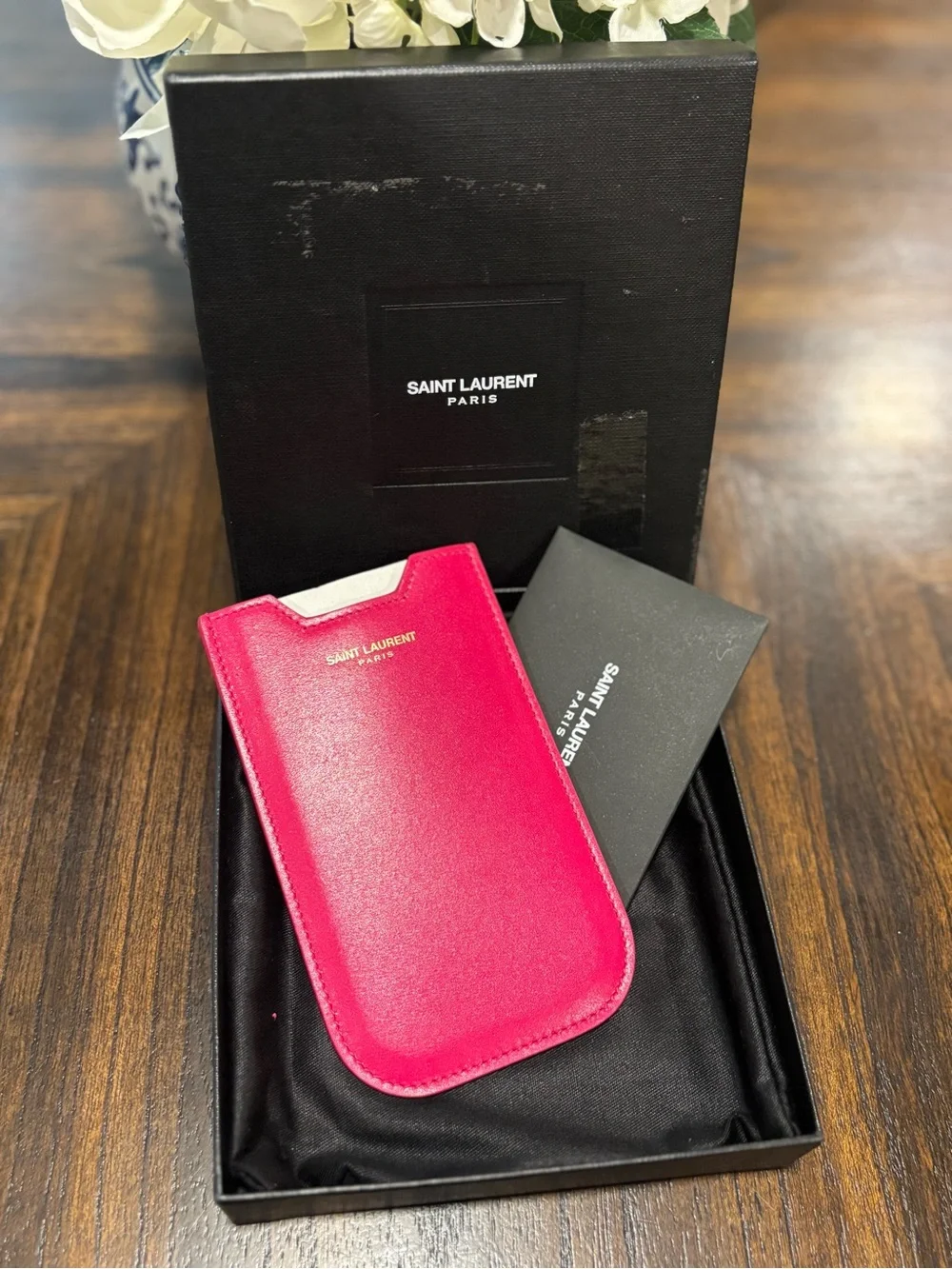 Saint Laurent Pink Leather Sunglass or Glasses Holder
