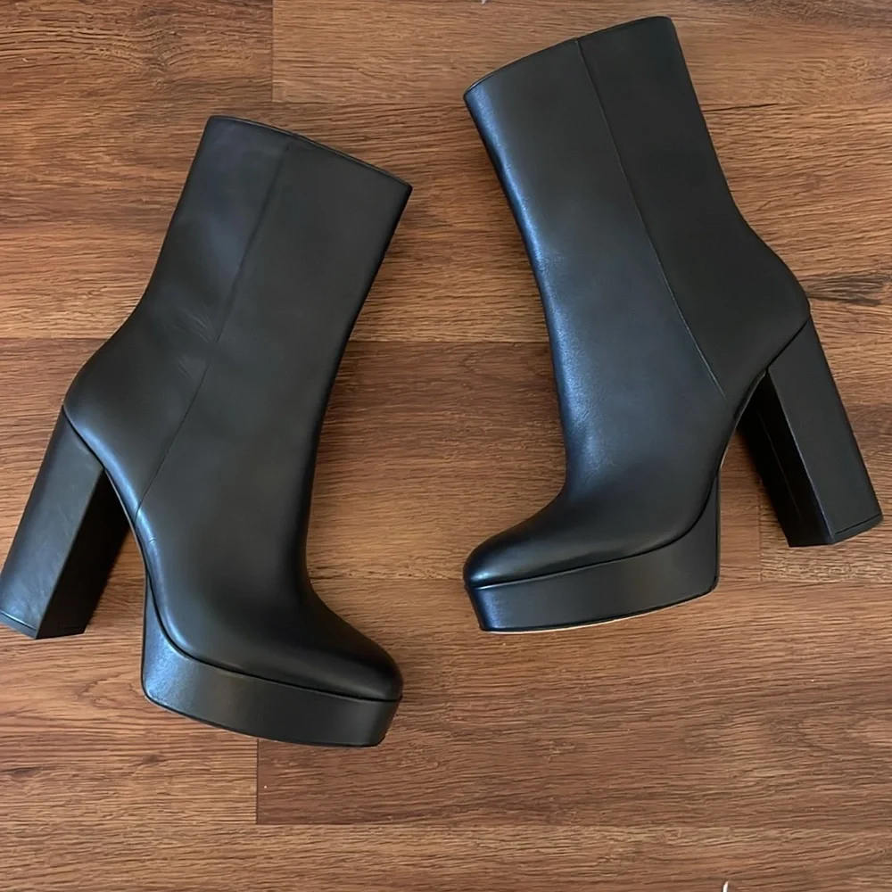 New Stuart Weitzman Party Block Heel Platform Ankle Boots
