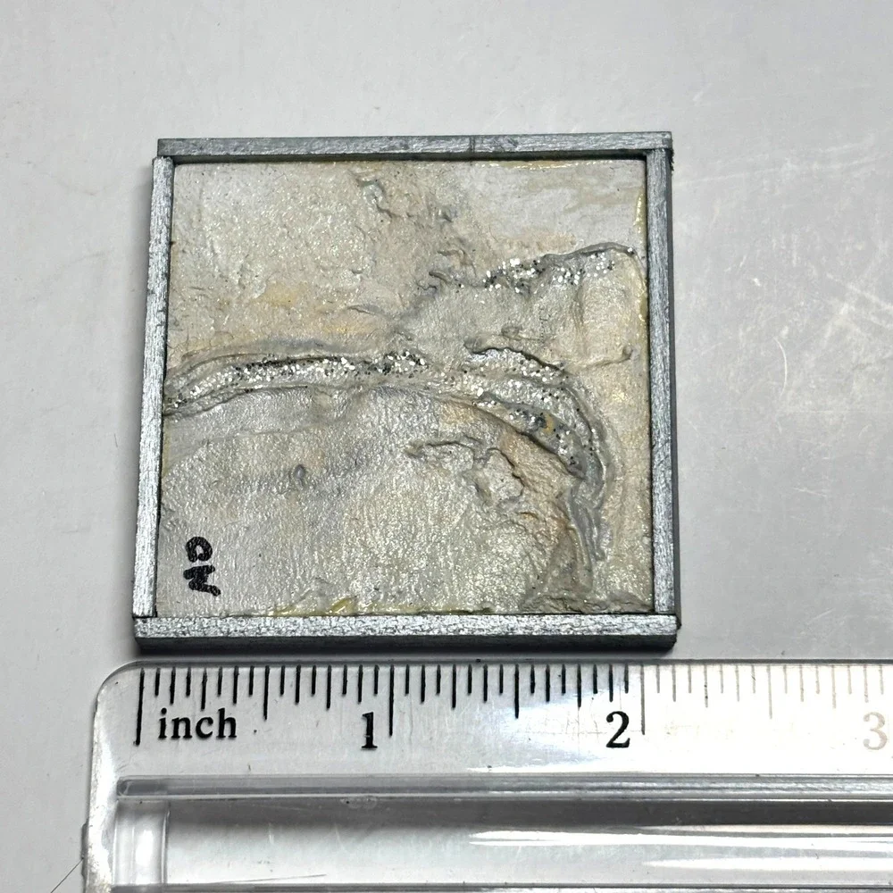 OOAK Artisian Miniature Abstract Painting Dollhouse Decor‎ Silver Cream Handmade