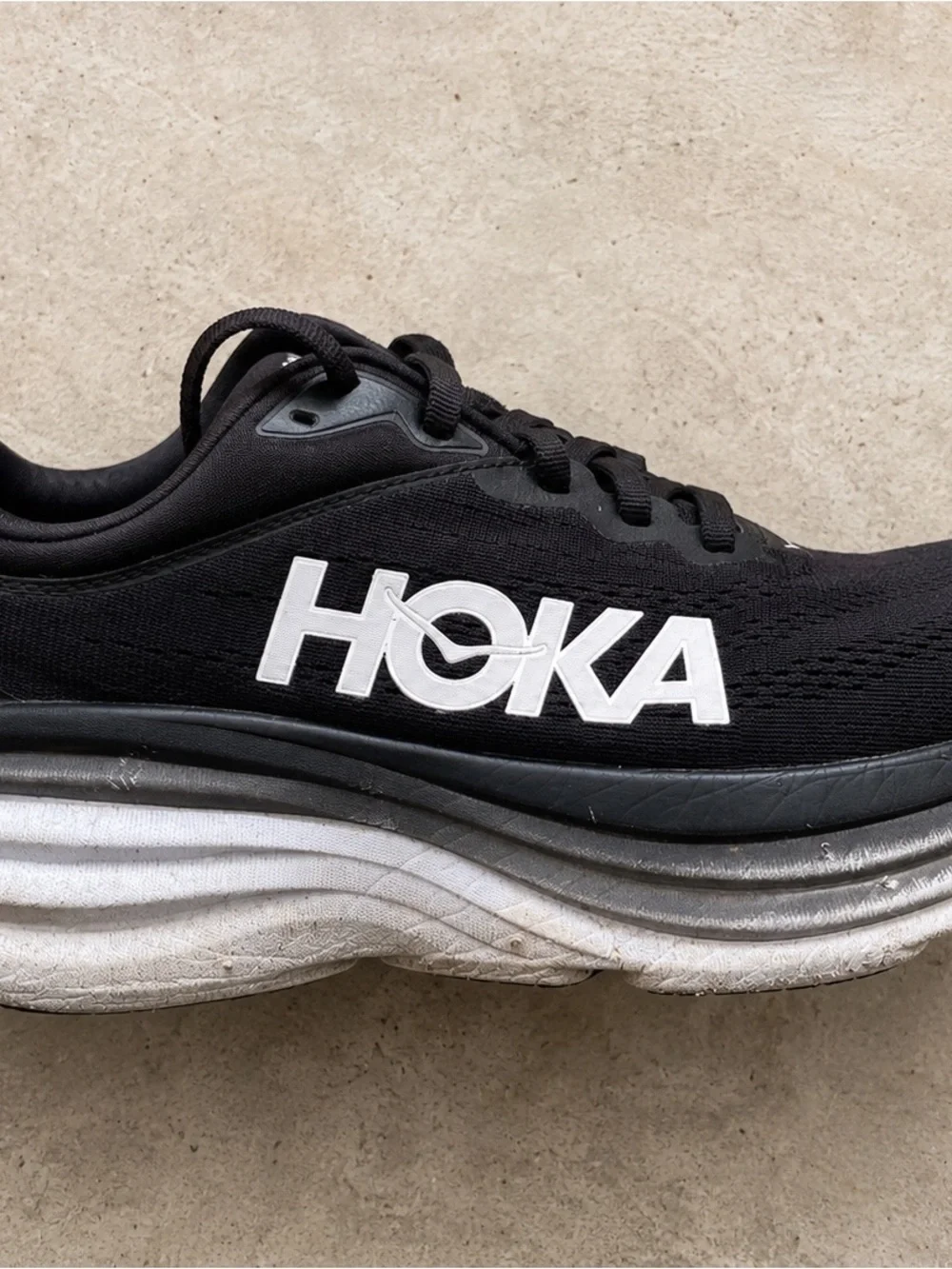 Hoka Men’s Black and White Athletic Running Shoe