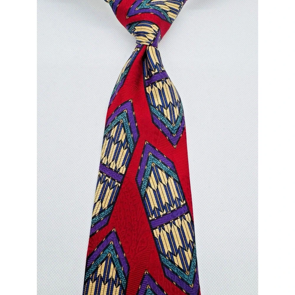 Robert Talbott Silk Tie‎ Men Red Geometric Best of Class Hand Sewn 59