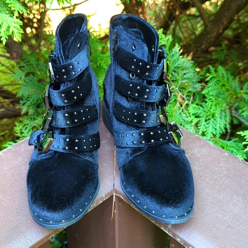 Western Style Velour Booties - Like NEW