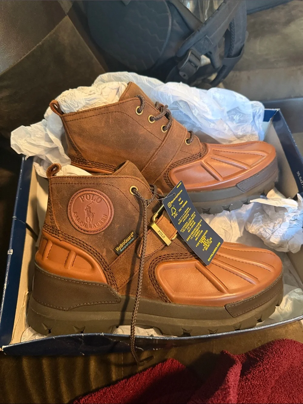 ** BRAND NEW ** Ralph Lauren Brown Leather & Suede Duck Boots