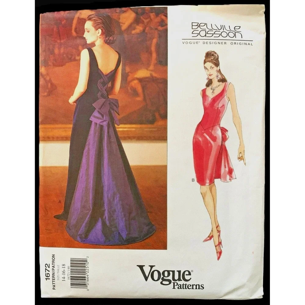 Vogue BELLVILLE-SASSOON Designer Evening Bride Cocktail Gown Train Feature 14-18