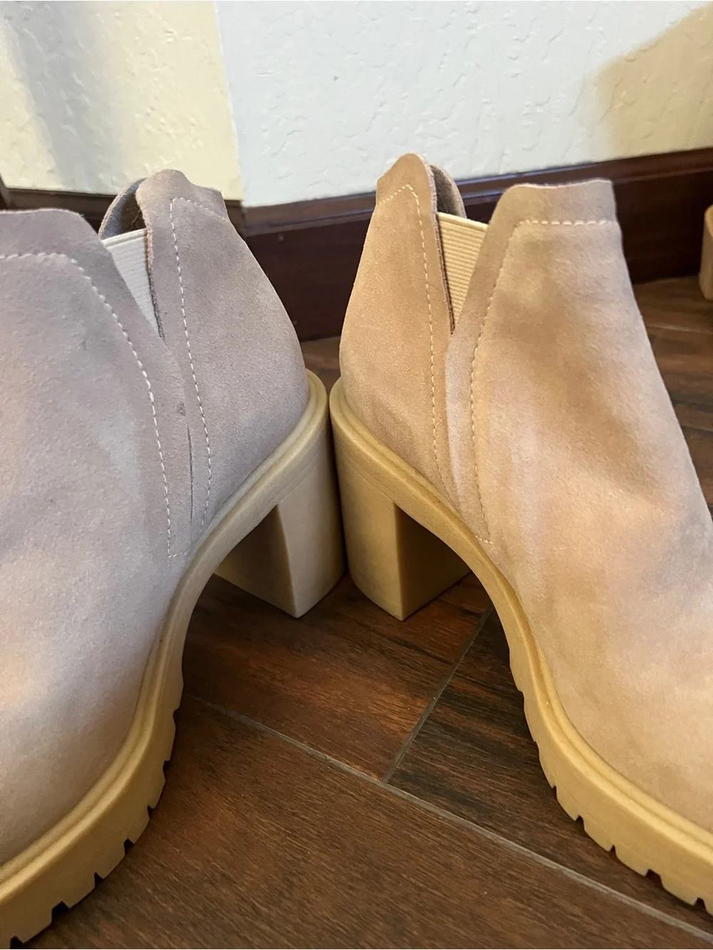 Dolce Vita Light Beige Suede Chelsea Platform Booties