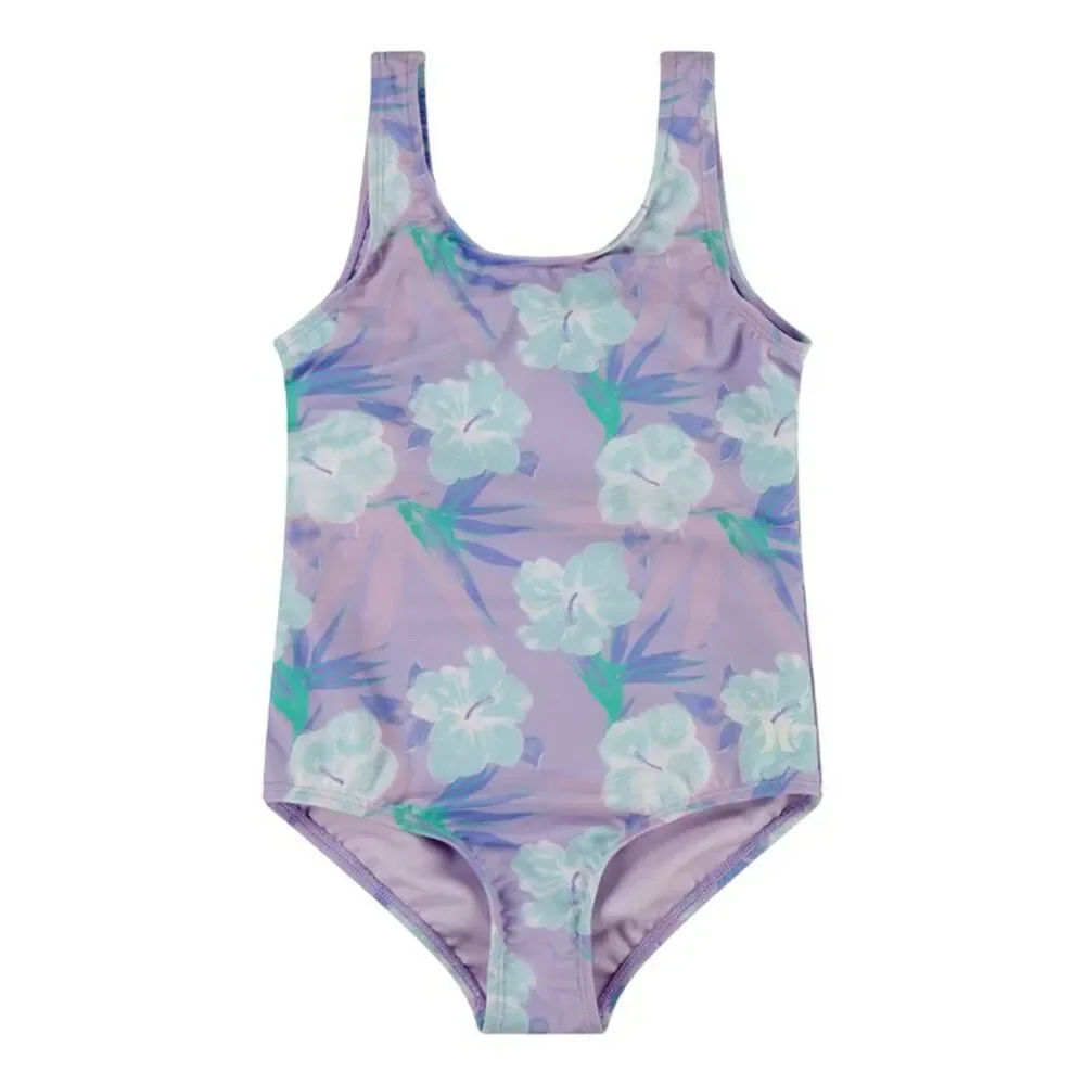 Hurley Big Girls Floral One Piece Swimsuit, Medium, Purple NWT