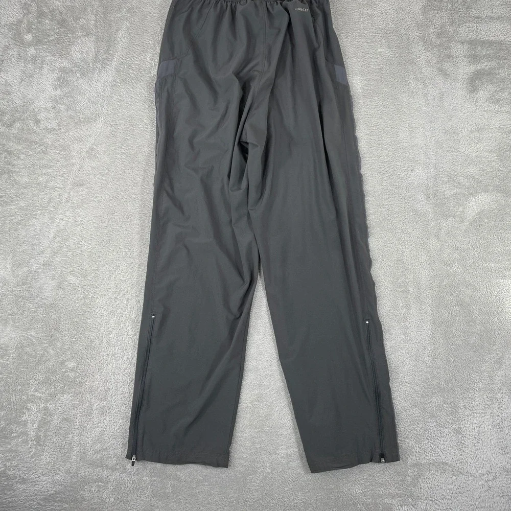 Nike Track Pants Mens Medium Gray Y2K Nike Fit Dry Zip Ankle Windbreaker Joggers