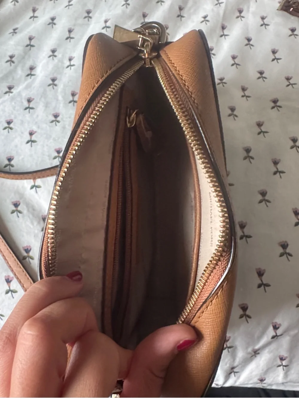 Michael Kors Brown Crossbody with Gold Star Studs