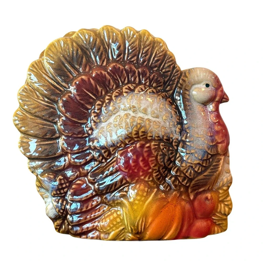 Vintage RARE‎ Ceramic Better Homes and Gardens Turkey Napkin Holder 5
