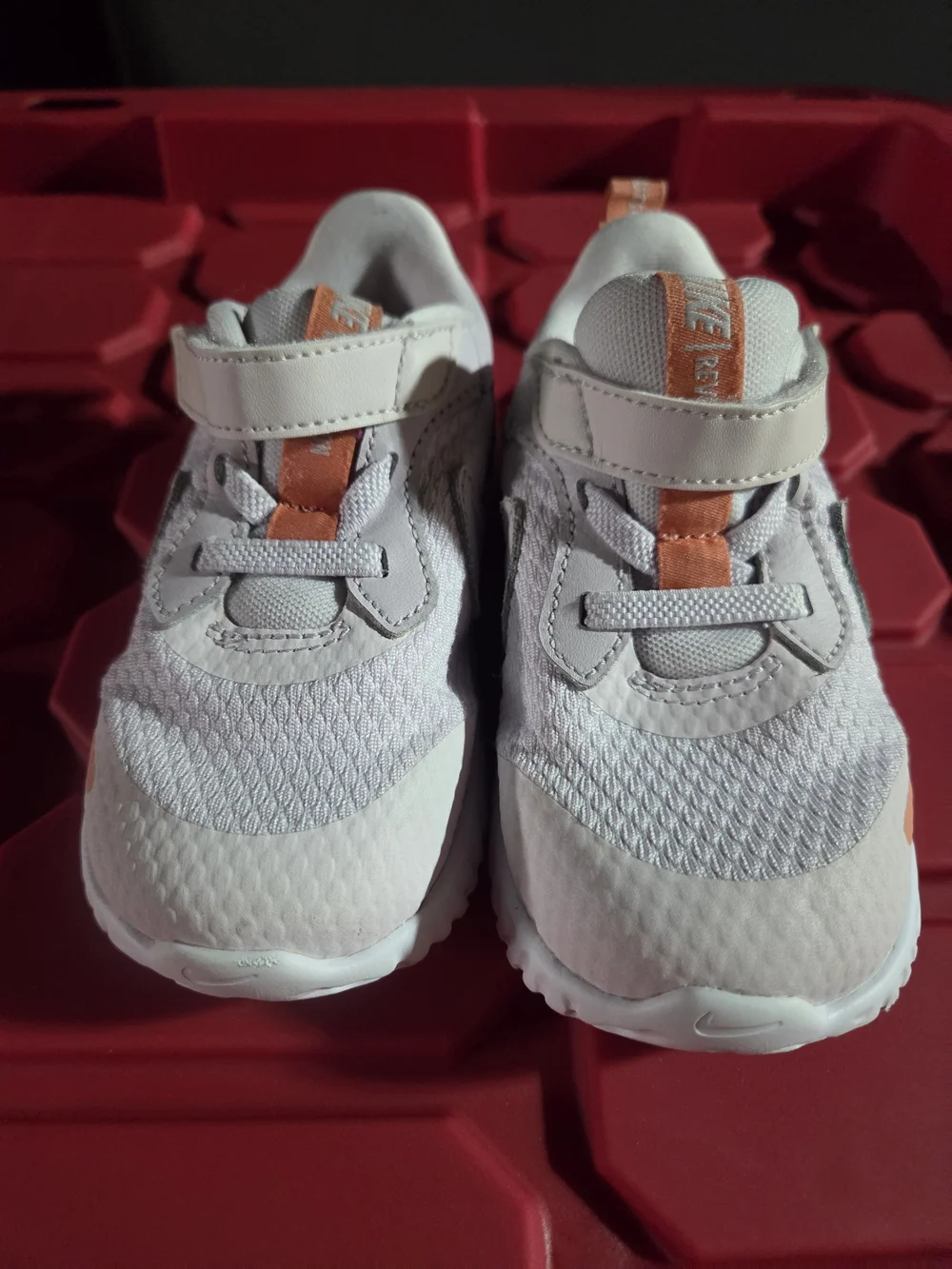 Nike Kids White and Coral Accent Hook-and-Loop Sneaker