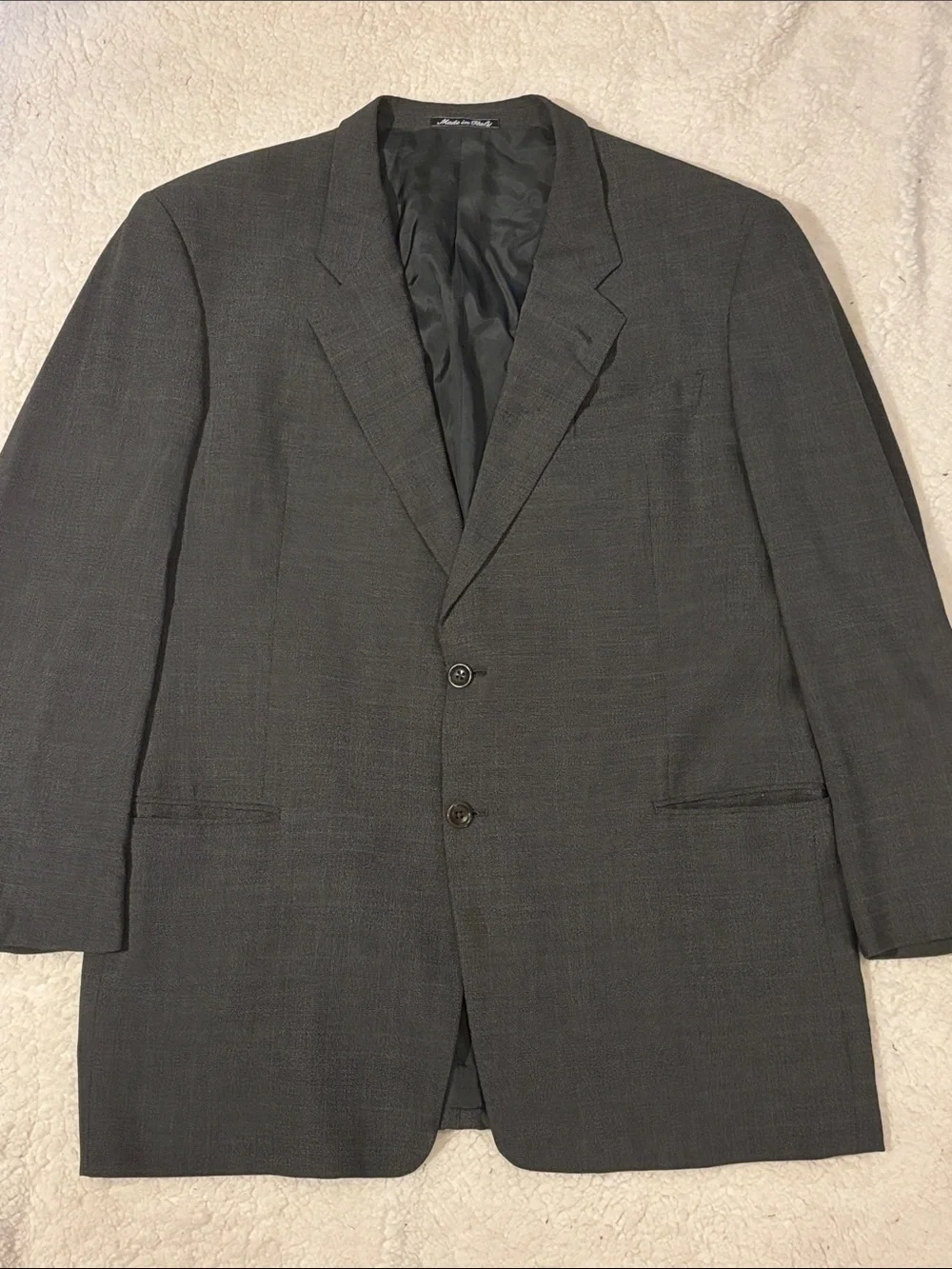 Armani Collezioni 46L Men's Two-Button Dark Gray Wool Blend Suit Blazer