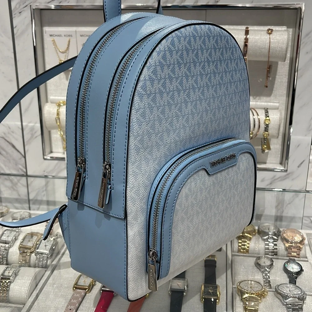 MICHAEL KORS Jaycee Medium Ombré Signature Logo Backpack Light Sky NWT