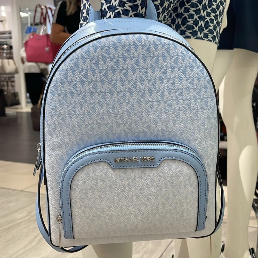 MICHAEL KORS Jaycee Medium Ombré Signature Logo Backpack Light Sky NWT