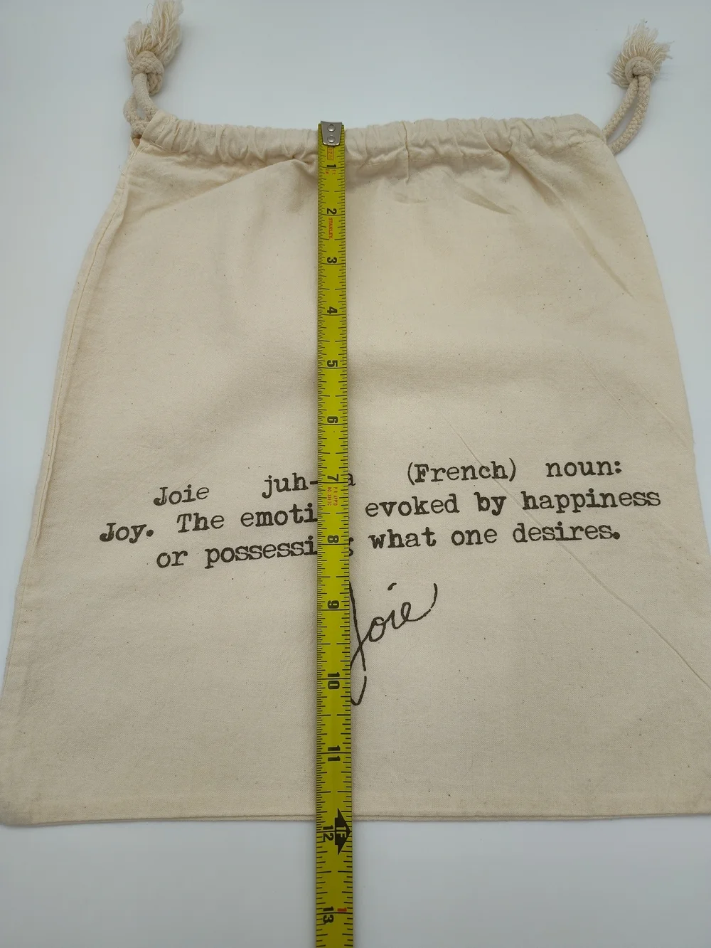 JOIE Juh-Wa French Definition Drawstring Dust Bag Cotton Canvas Pouch 12x11 EUC
