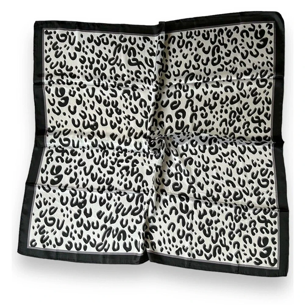 Black White Cheetah Scarf Unisex Headscarf Tied 35” X 35” Scarve