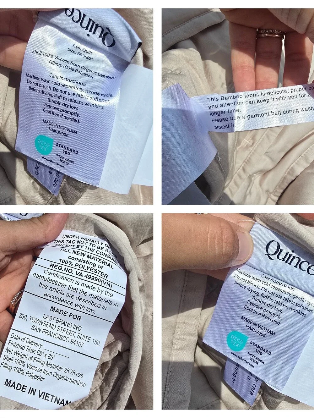 New Quince TWIN Organic bamboo Dream Quilt Sand