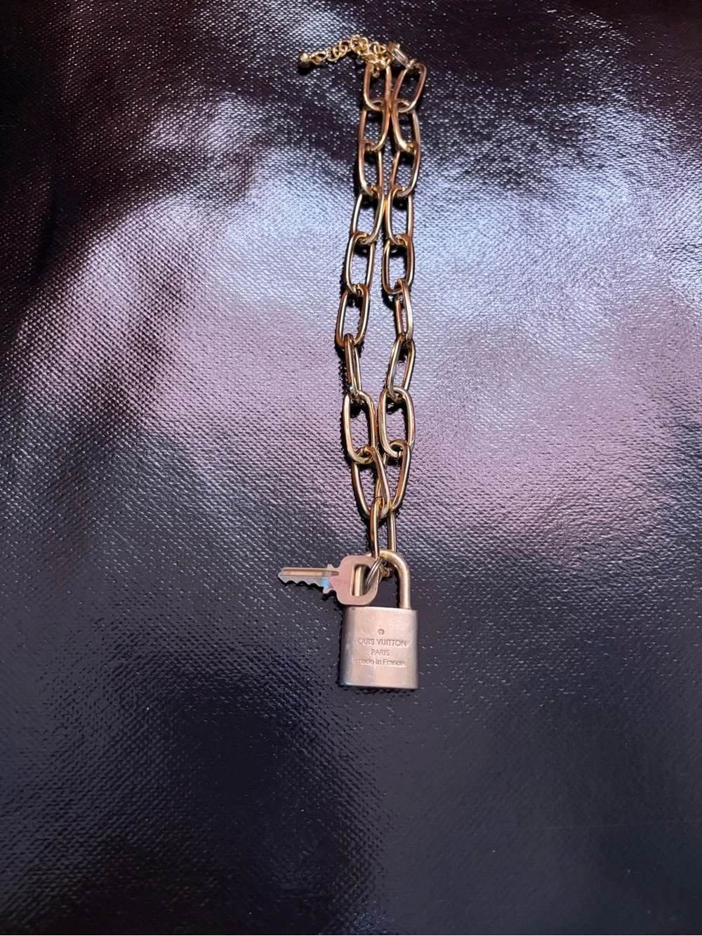 Louis Vuitton Gold-Tone Padlock and Key Chain Necklace