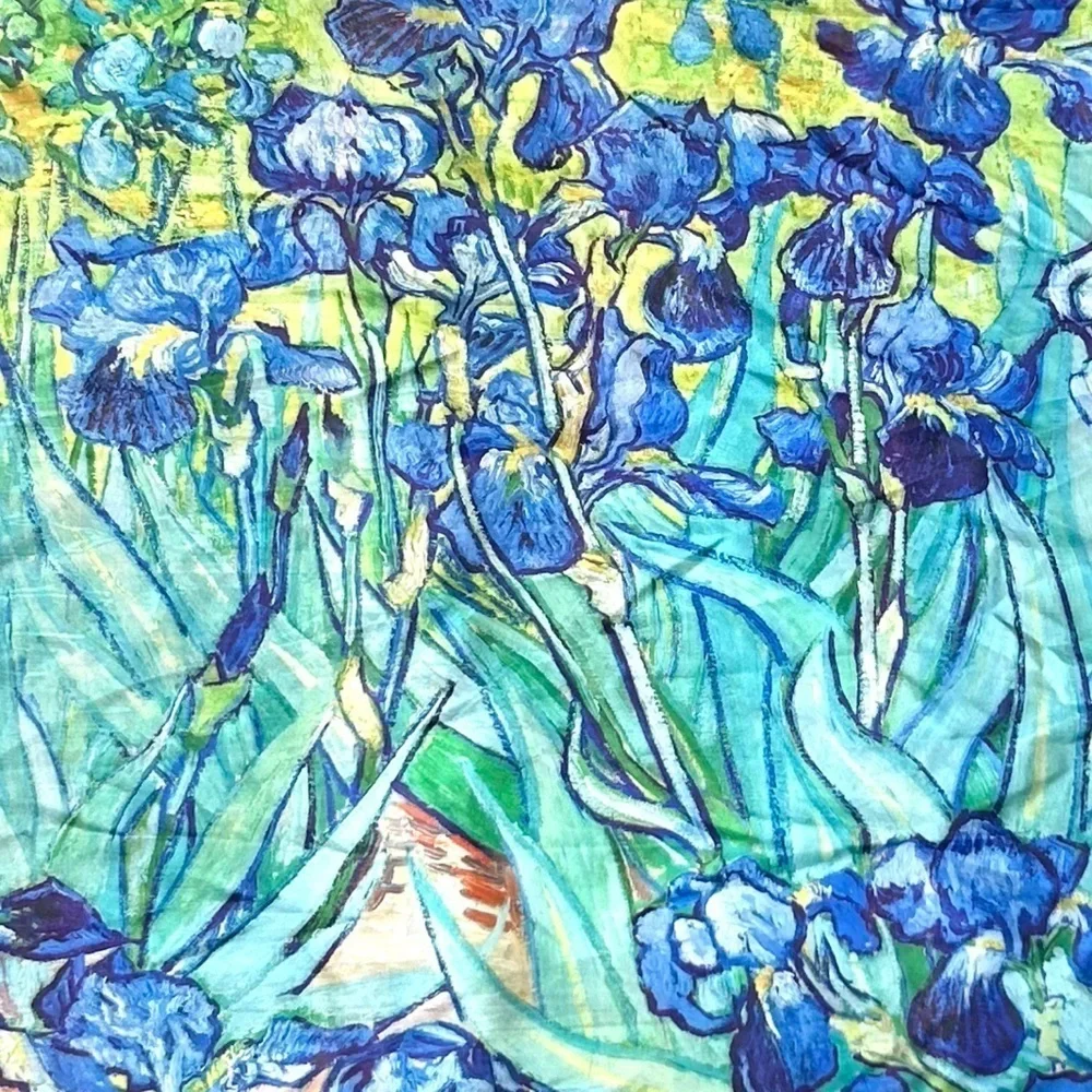 Silk made in Italy scarf double sided Venice flowers hand painted