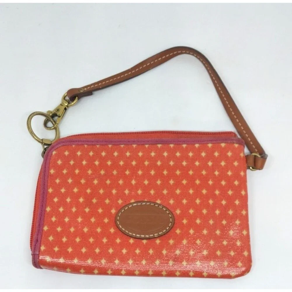 Fossil Clutch Purses for Women Orange Patterned 6.5