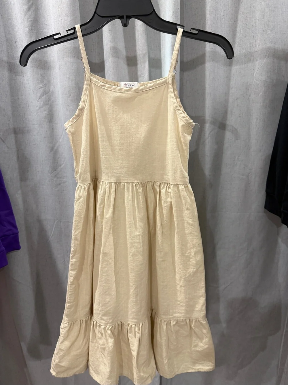 Girls Cream Spaghetti-Strap Tiered Sundress