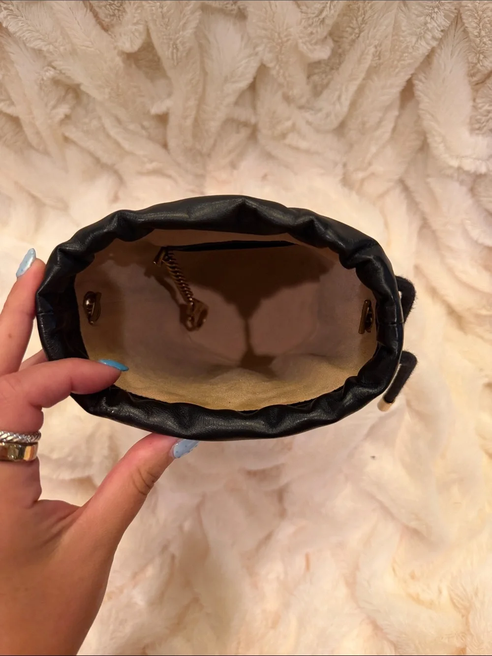 Gucci Black Quilted Chevron GG Bucket Crossbody Bag with Gold Hardware